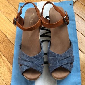 Toms Denim Wedge Sandal